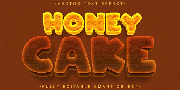 Cartoon honey cake vector fully editable smart object text effect