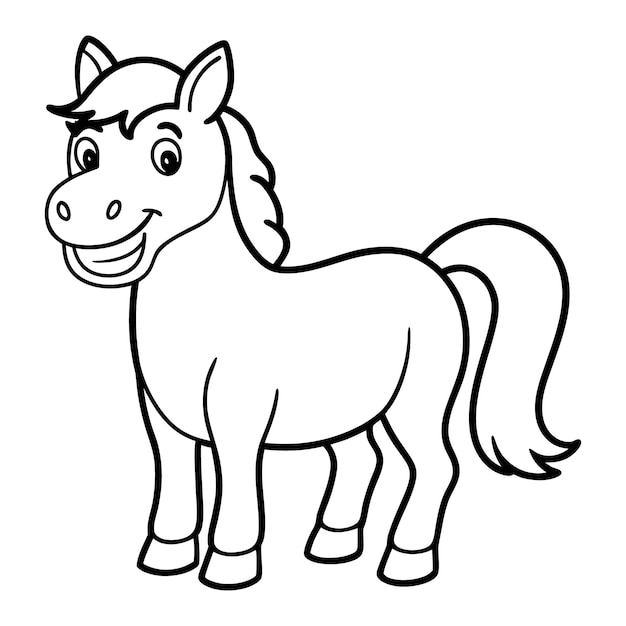 幸せな顔と馬が頂上にある漫画の馬