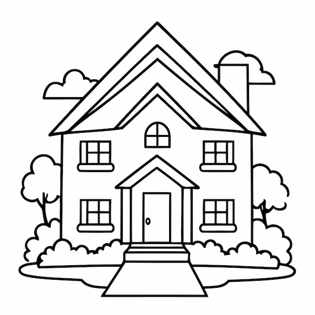 Vector cartoon house drawing for toddlers book