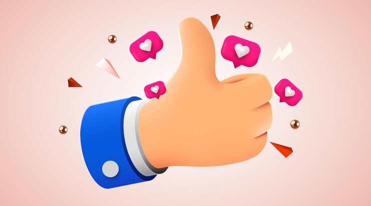 Vector cartoon human hand with thumb concept of like at social network success or good feedback