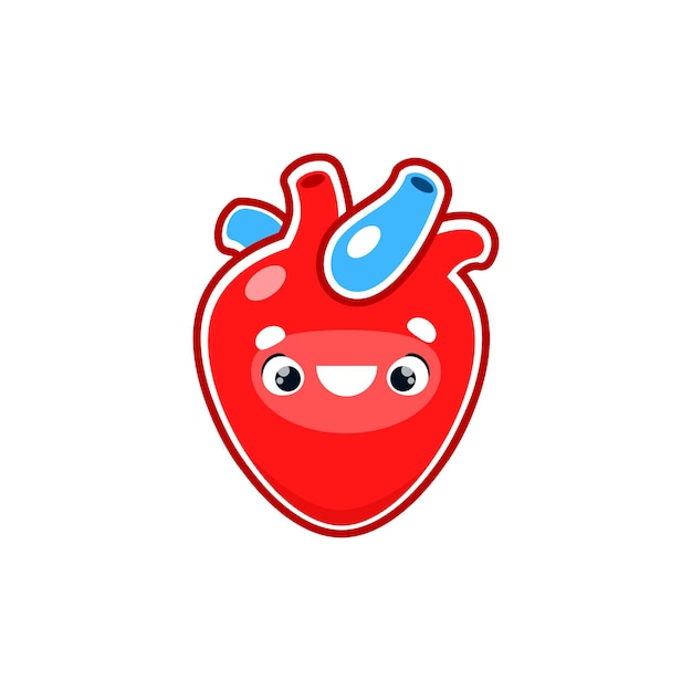 Cartoon human heart body organ character cardio