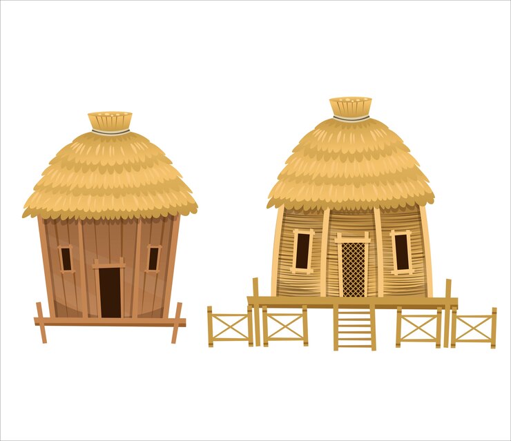 Vector cartoon  huts.