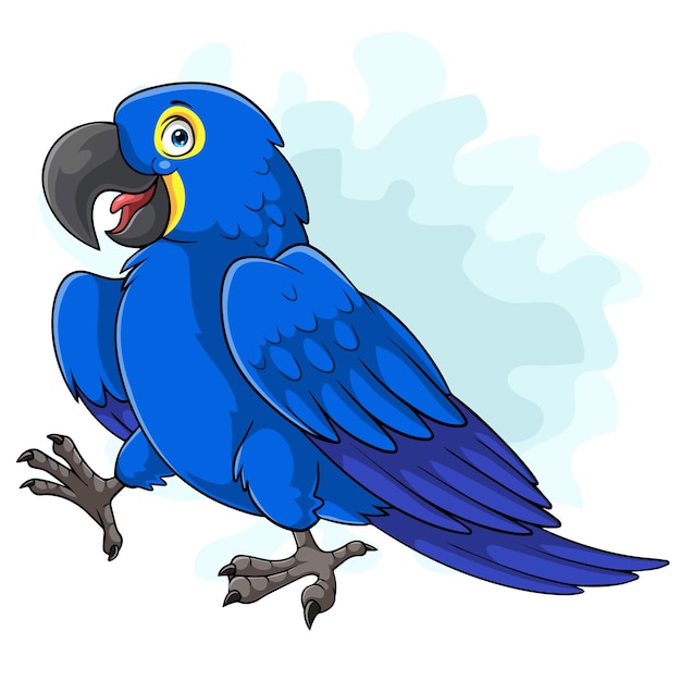 Vector cartoon hyacinth macaw on white background