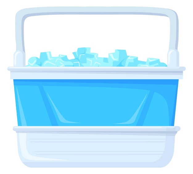 Vector cartoon ice container icon cooling plastic box