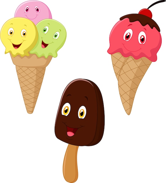 Cartoon ice cream collection set