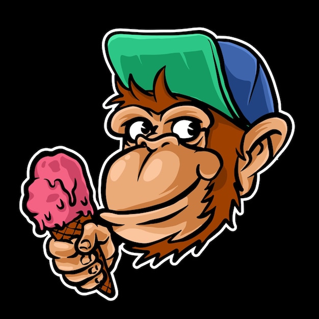 Cartoon ice cream monkey illustration