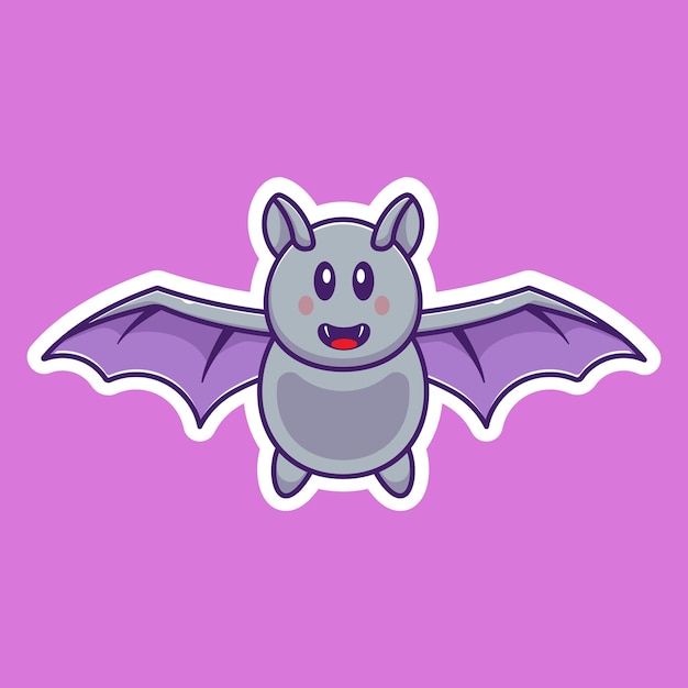 Vector cartoon icon illustration of a cute bat in flight. halloween concept. simple premium design