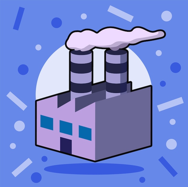 Cartoon icon illustration of a industrial factory