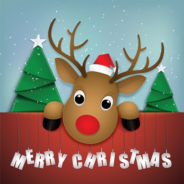 Cartoon icoon, Merry Christmas Deer.