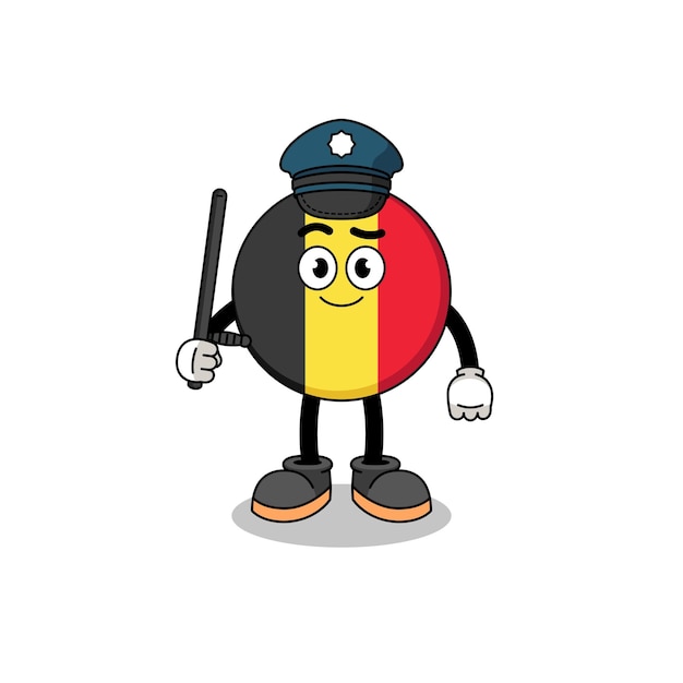 Cartoon Illustratie van belgische vlag politie