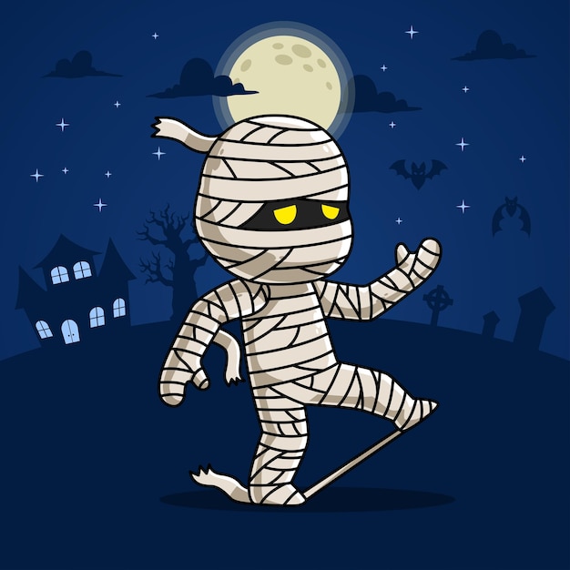 Vector cartoon illustratie van onhandige mummie voor halloween