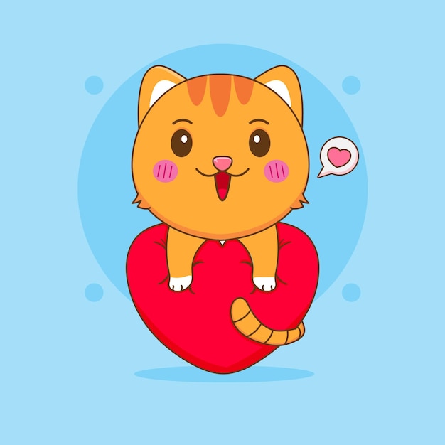 Cartoon illustratie van schattige kat karakter knuffelen liefde warmte