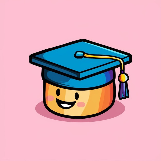 Cartoon illustration of a 3d graduation cap