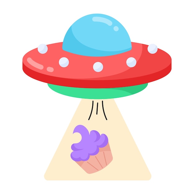 A cartoon illustration of a alien with a cupcake on it.