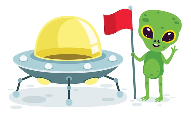 Vector cartoon illustration of an alien