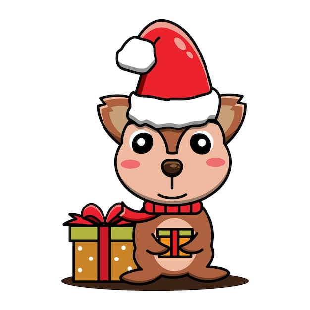 cartoon illustration of animal squirrel christmas event using santa claus hat cute cartoon illustra