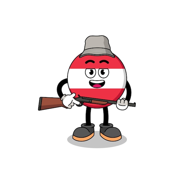 Cartoon Illustration of austria flag hunter character design