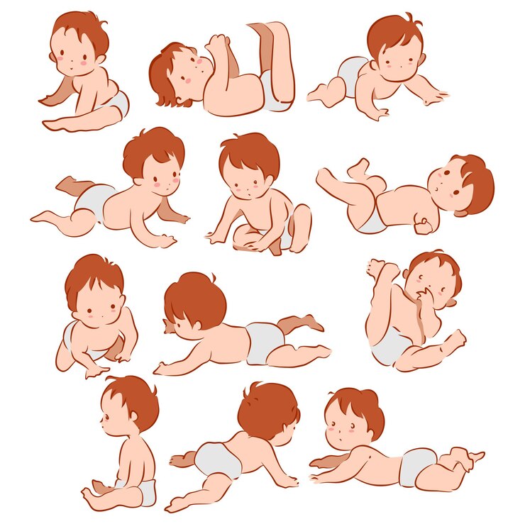 A cartoon illustration of a baby boy and a baby on the bottom.