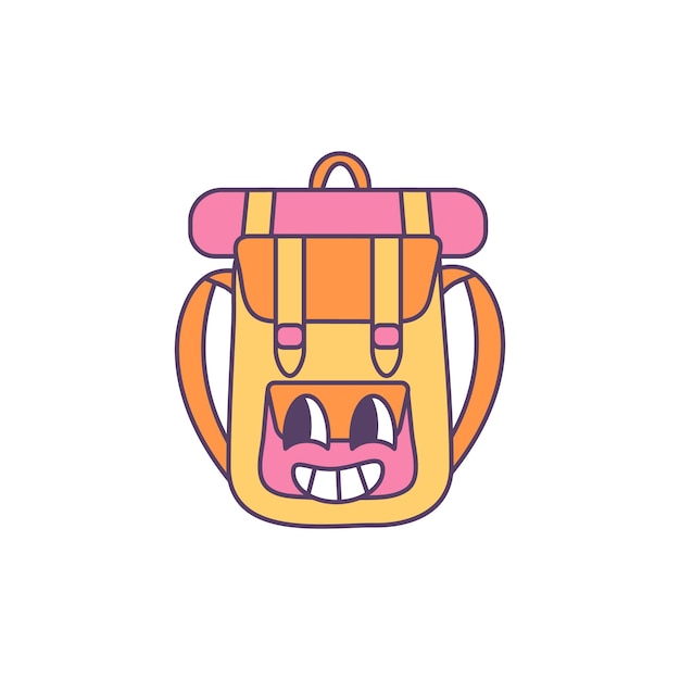 Cartoon illustration of a backpack, cute travel sticker