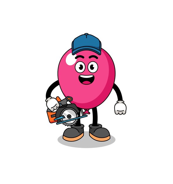 Cartoon Illustration of balloon as a woodworker character design