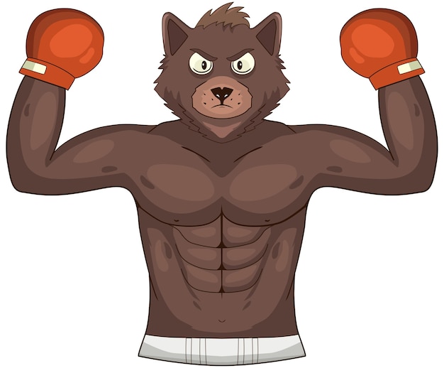 cartoon illustration bear boxing with gloves