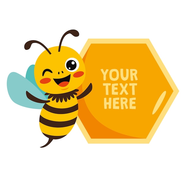 Vector cartoon illustration of a bee