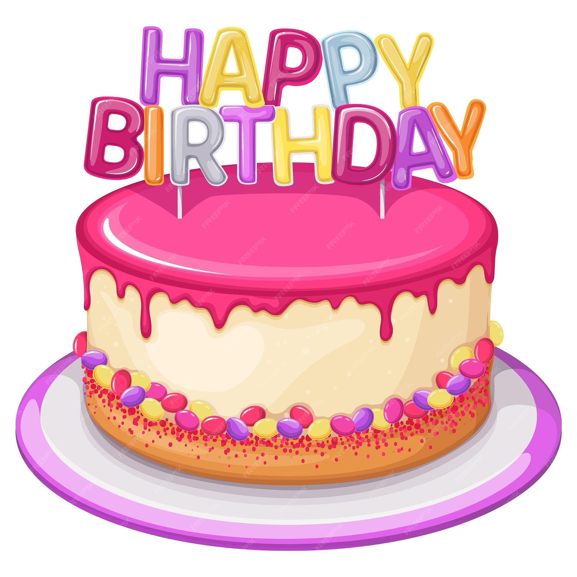 Premium Vector | Cartoon illustration of a birthday cake with candles ...