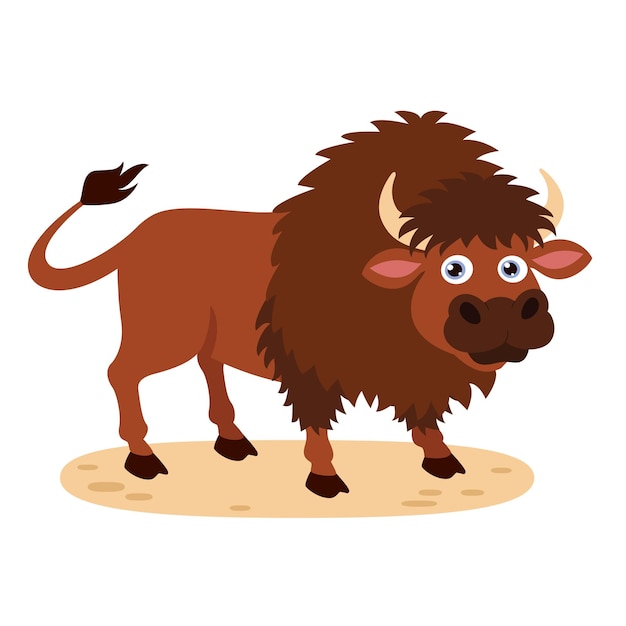 Vector cartoon illustration of a bison