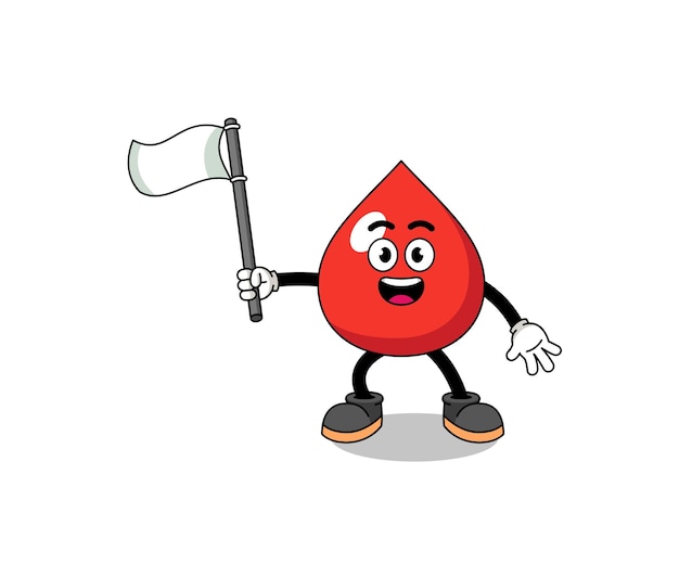 Cartoon Illustration of blood holding a white flag character design