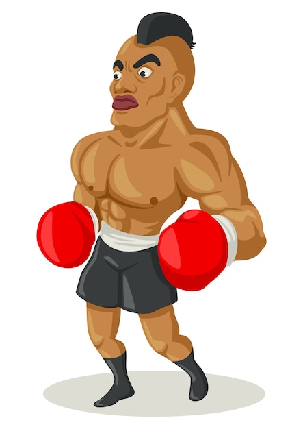 Vector cartoon illustration of a boxer