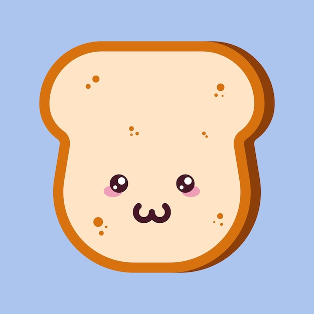 Cartoon illustration of bread with positive face expression perfect for books articles apps stores shops etc