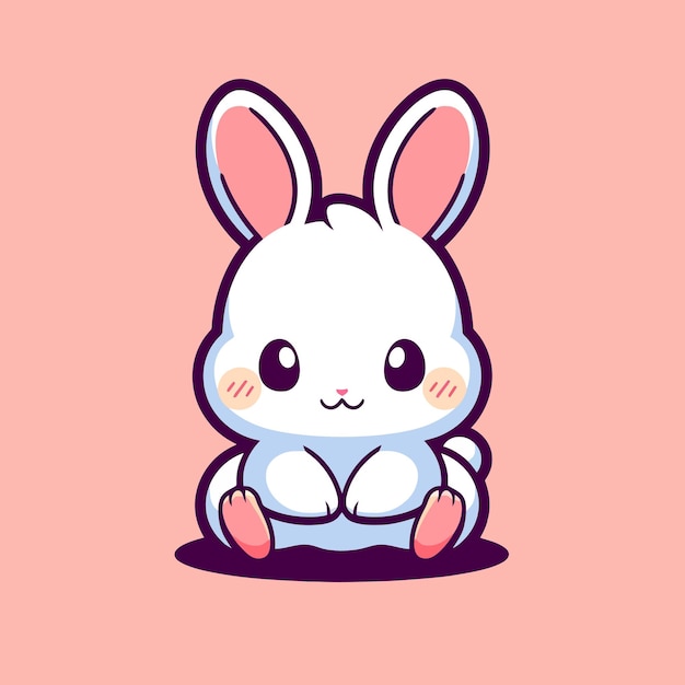 Cartoon illustration of a bunny with pink background