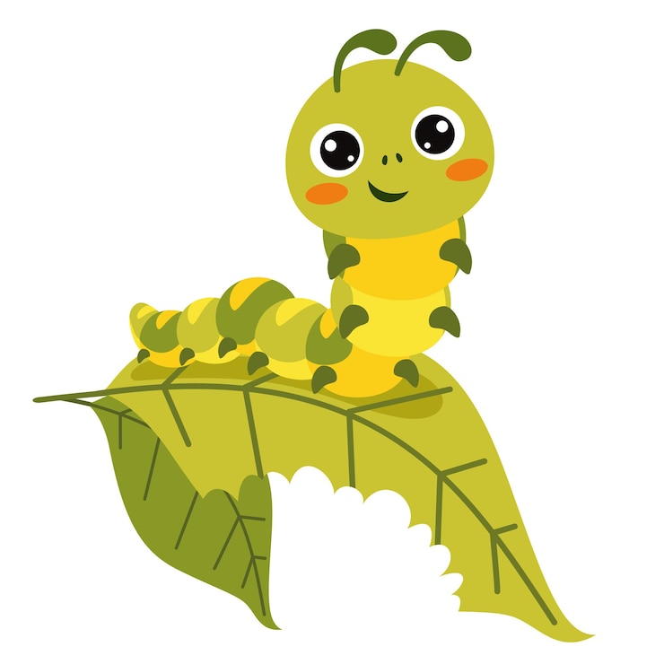 Vector cartoon illustration of a caterpillar