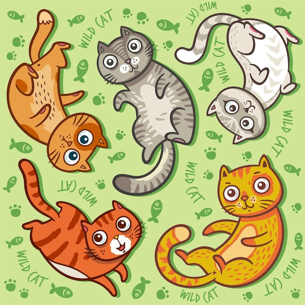 A cartoon illustration of cats jumping in the air.