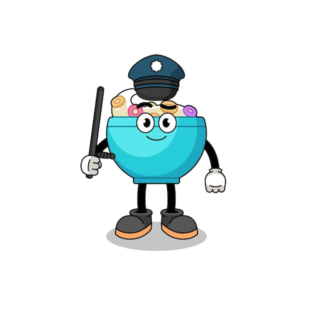 Vector cartoon illustration of cereal bowl police