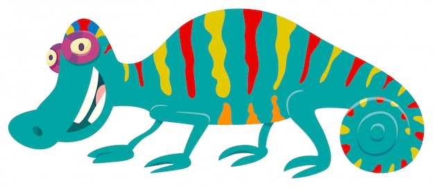 Cartoon Illustration of Chameleon Animal Character