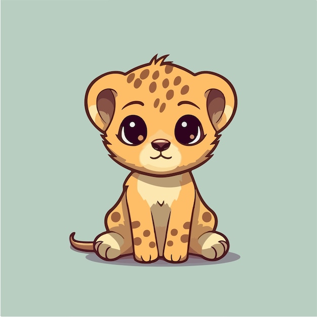 A cartoon illustration of a cheetah sitting.