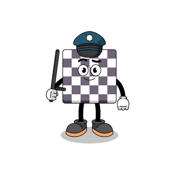 Cartoon Illustration of chessboard police character design