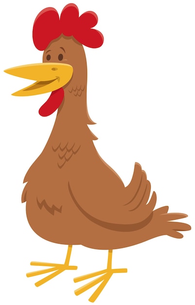 Cartoon illustration of chicken or hen farm bird animal character