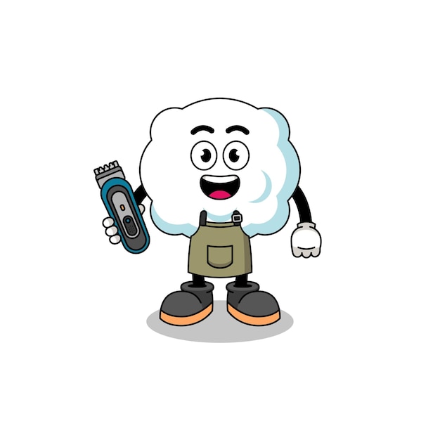 Vector cartoon illustration of cloud as a barber man