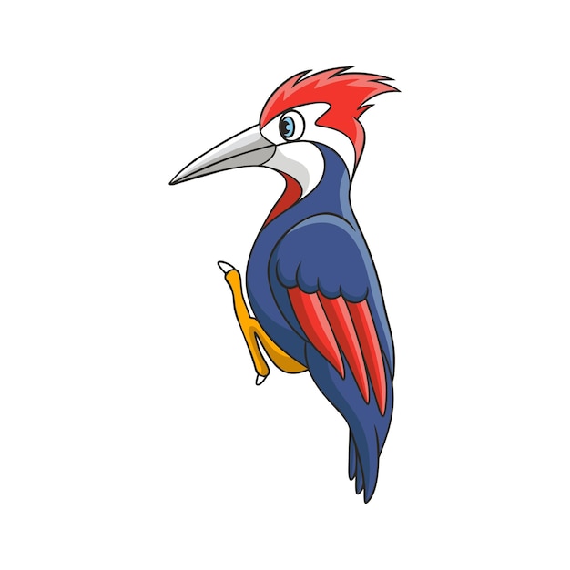 Cartoon illustration cool woodpecker