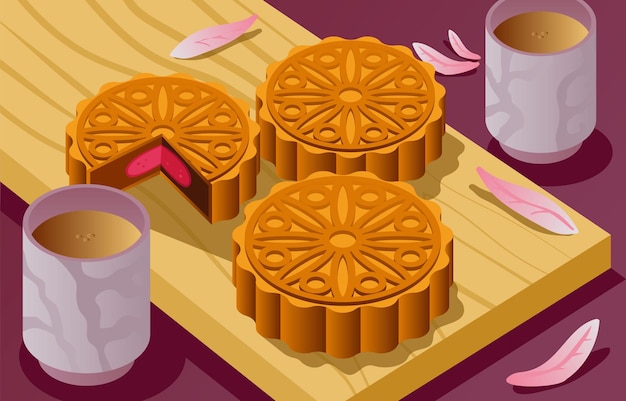 a cartoon illustration of a cup of coffee and cookies