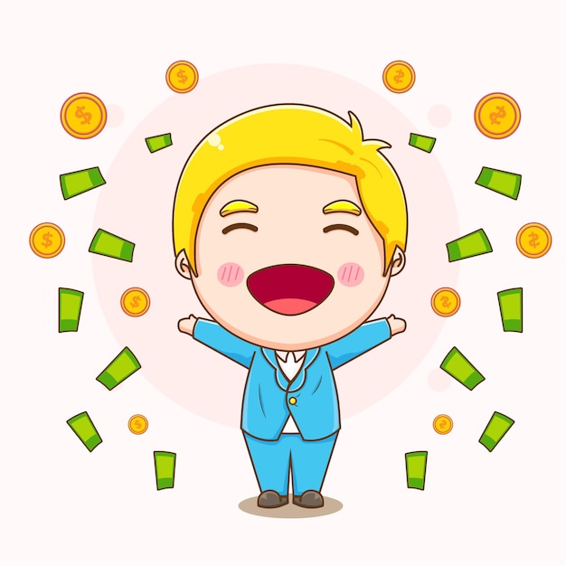 cartoon illustration of cute businessman character
