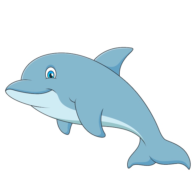 Cartoon illustration of cute dolphin jumping