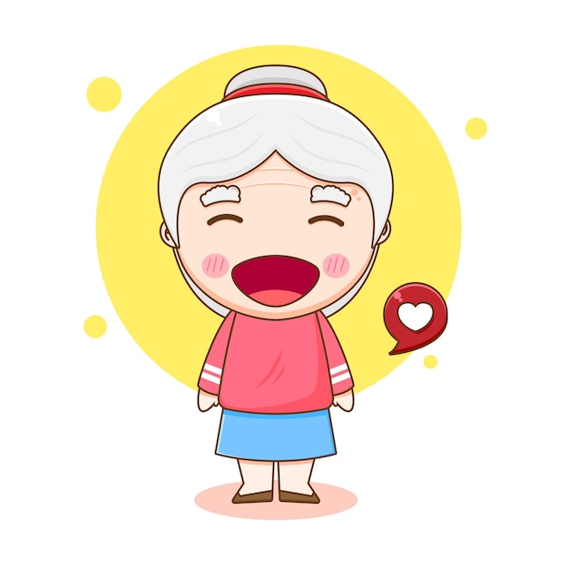 Cartoon illustration of cute grandmother character