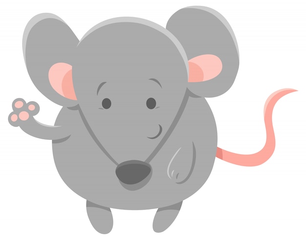 Cartoon Illustration of Cute Grey Mouse