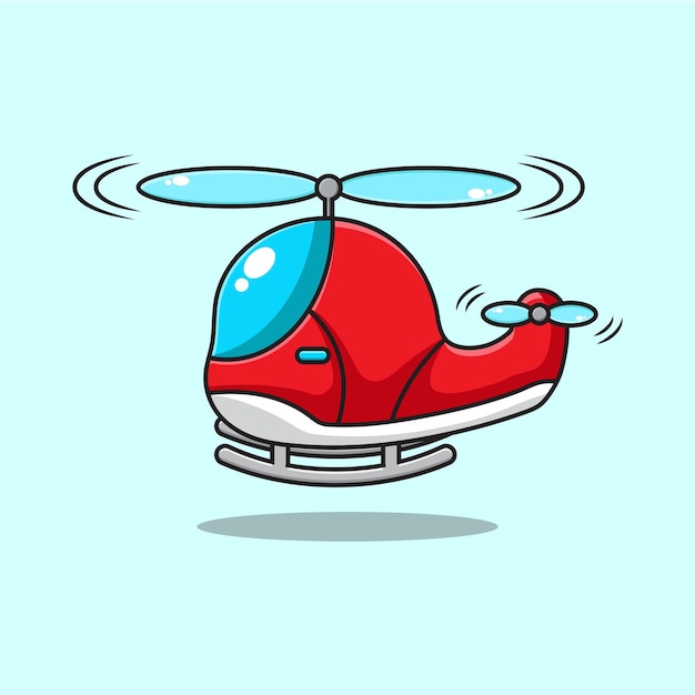 Cartoon illustration of cute helicopter flying