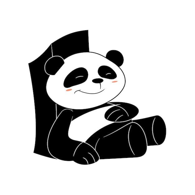 cartoon illustration of cute panda relaxing sleeping isolated