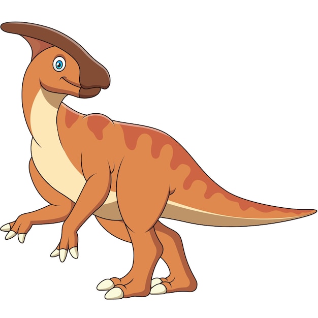 Vector cartoon illustration of cute parasaurolophus walking