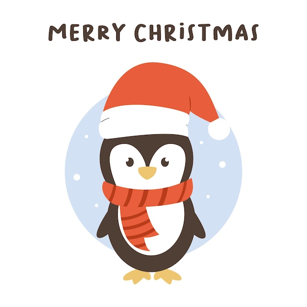 Illustrazione di cartone animato di un pinguino carino che indossa un costume di natale